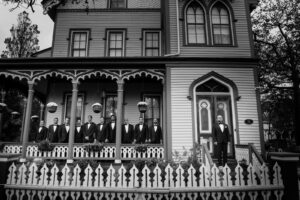 CapeMay Groomsmen wedding portrait dramatic
