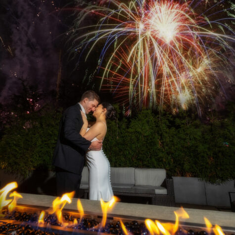 Bride and Groom Wedding fireworks exploding