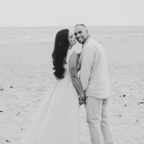 Wedding engagement beach black and white NJ
