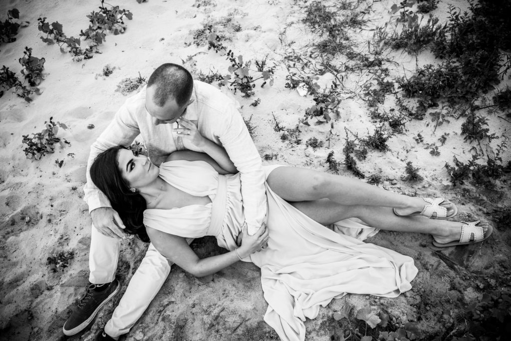 Wedding engagement beach black and white NJ