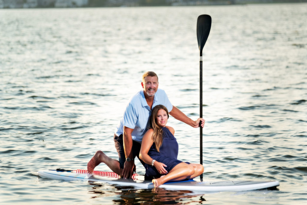 couple on SUP paddle board