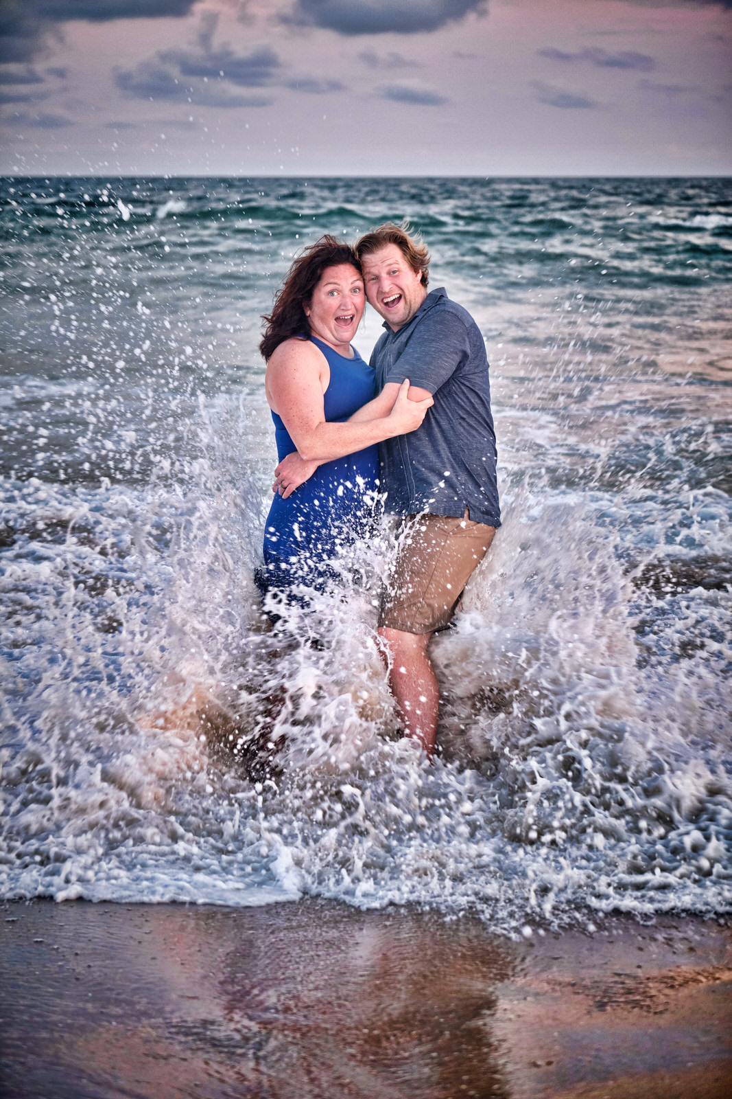 engagement session ocean waves