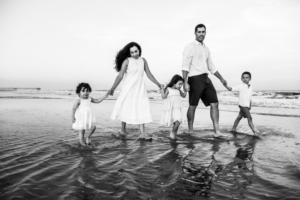 Family candid beach portrait