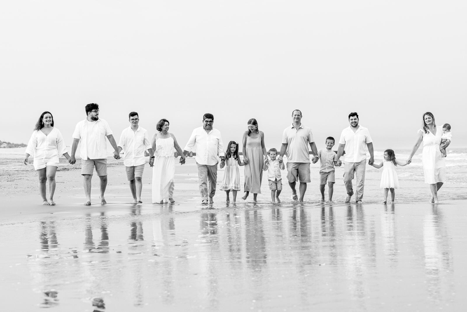 large family beach photo