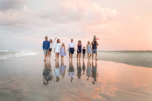 Sunset beach family