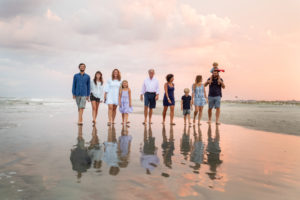 Sunset beach family