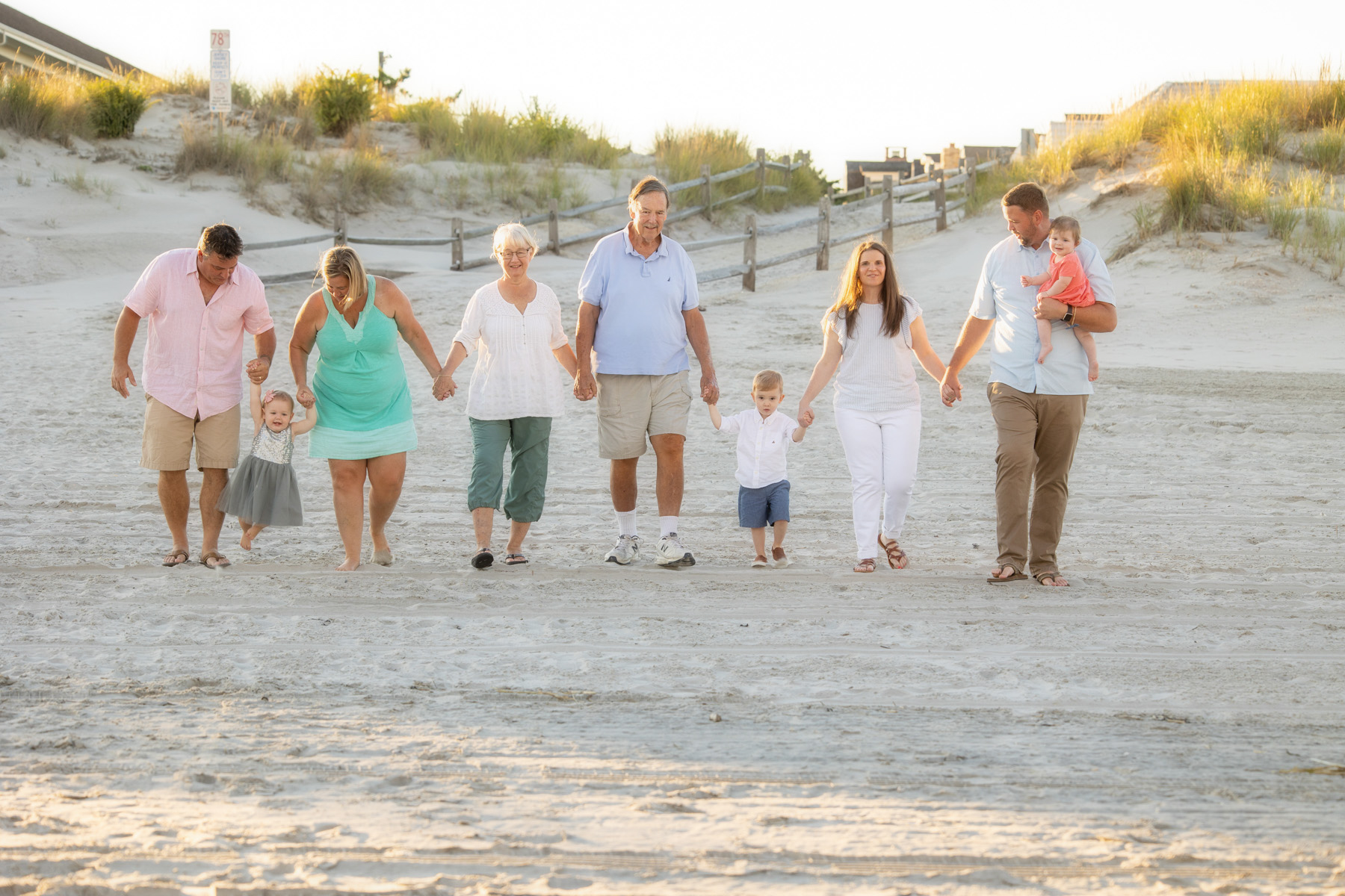family beach walking 