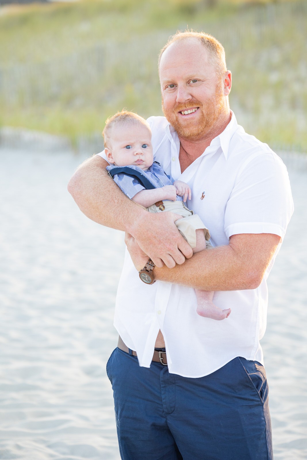 dad and baby beach