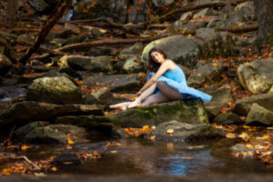 High school ballet dance in woods