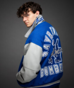 Boy varsity jacket portrait