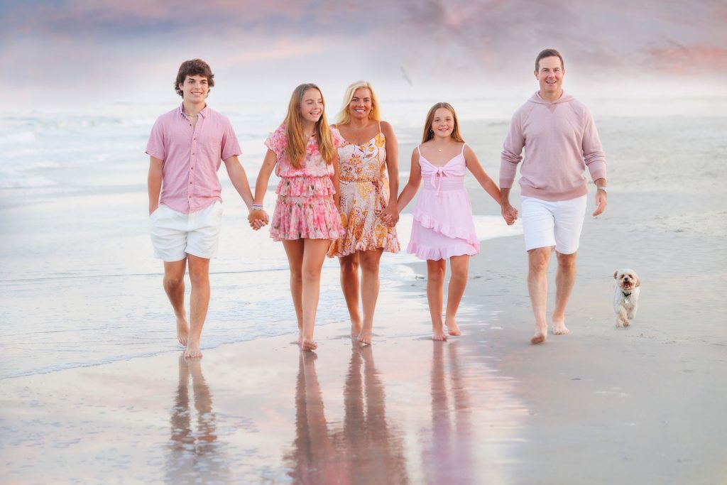 Retouched Sunset Family Beach