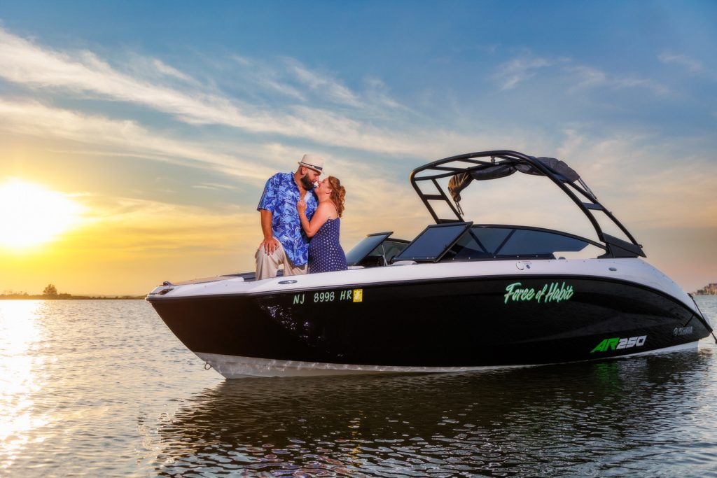 couple on boat portrait lavallette nj