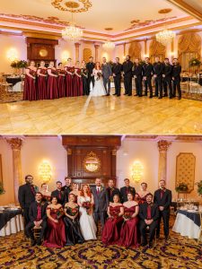 Bridal party in ballroom