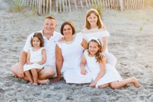 Beach family portrait in white