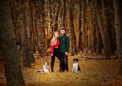 family fall woods dogs