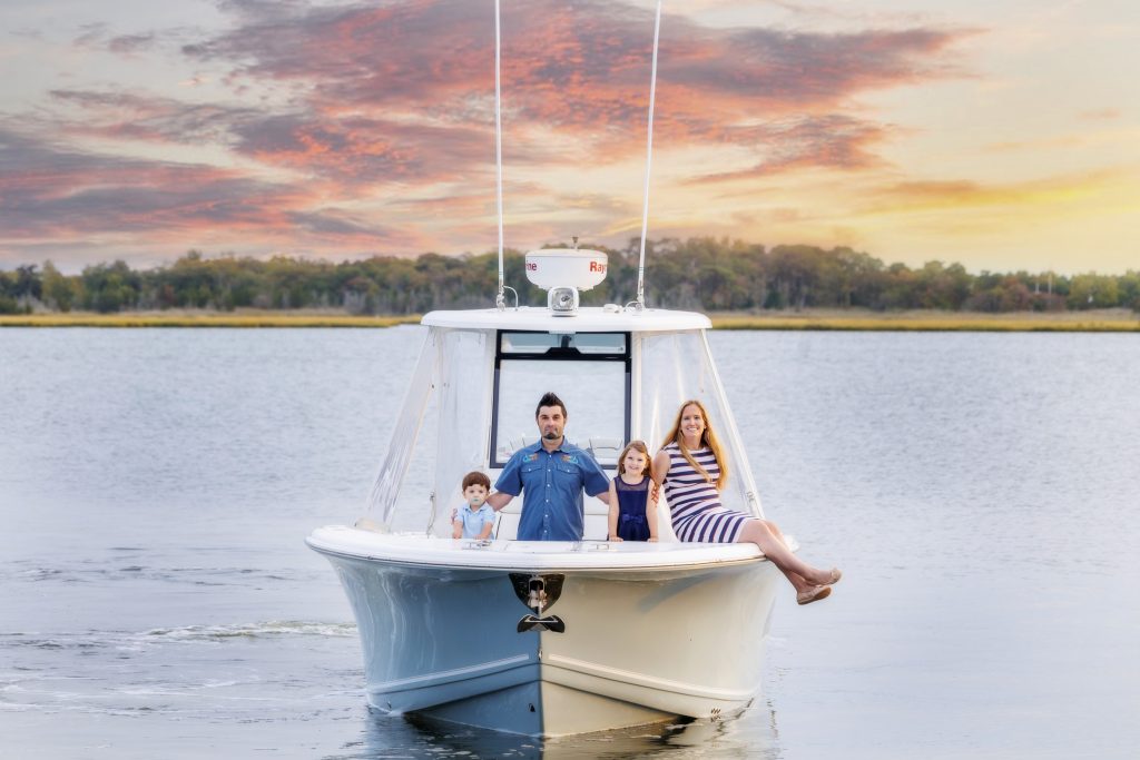 Family portrait on boat