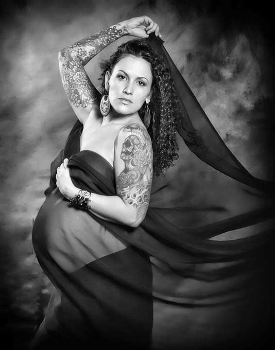 black and white maternity portrait