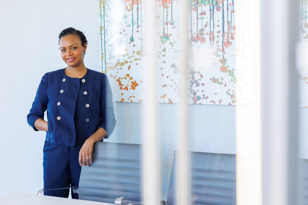 Black female business executive in office