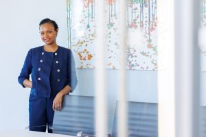 Black female business executive in office