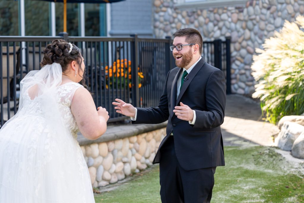 Bride and groom first look