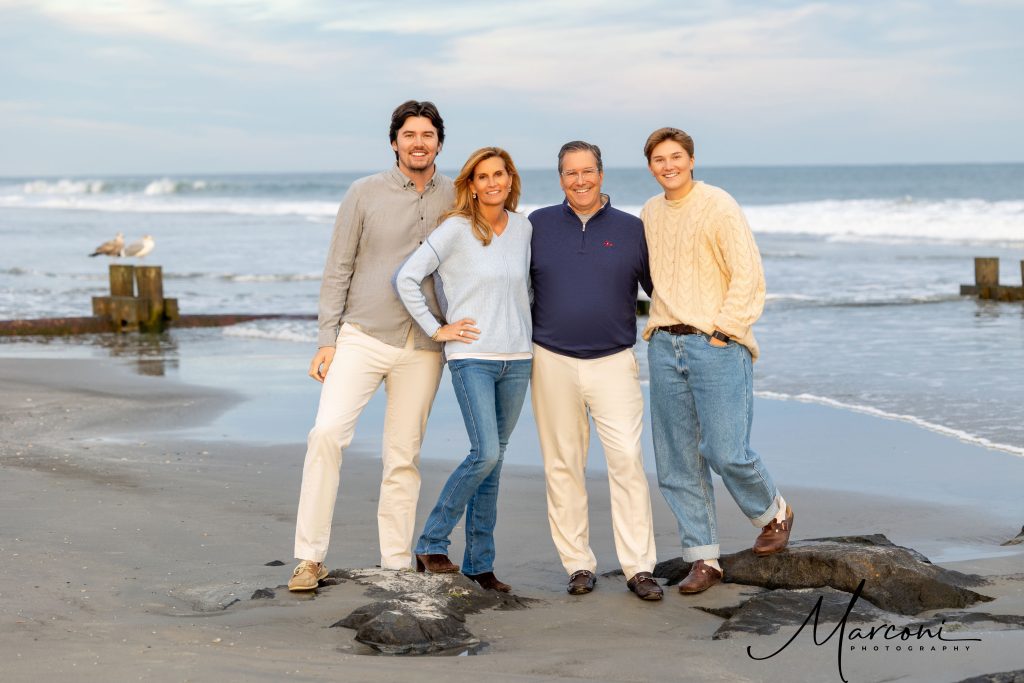 Family portrait winter beach stone harbor nj