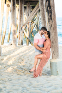 Engaged couple on beach