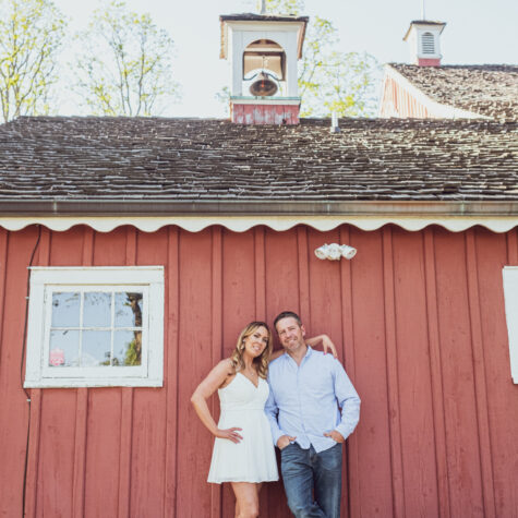 engaged couple on farm