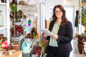 Woman in flower shop