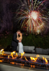 Bride and groom fireworks