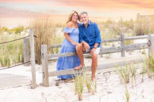 family beach photo portrait at sunset