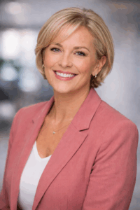 Short blonde hair woman headshot