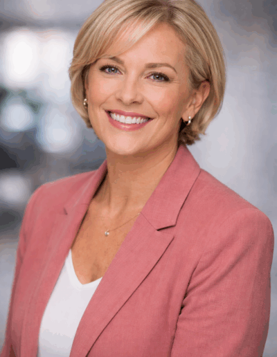 Short blonde hair woman headshot