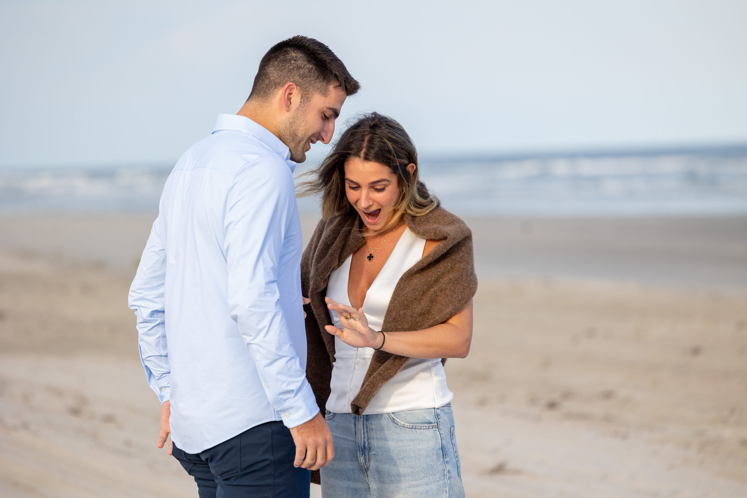 Surprise Engagement proposal on the beach NJ