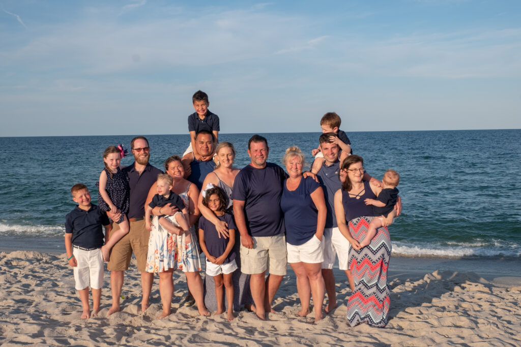 Bad quality family beach photo